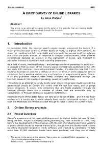 A Brief Survey of Online Libraries