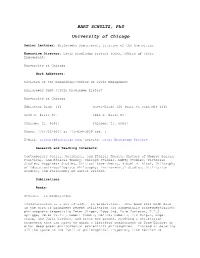 BART SCHULTZ, Phd University of Chicago