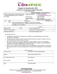 Inspection and Cleaning of Water Reservoirs (This Is Not an Order) PLEASE FAX/EMAIL YOUR QUOTE TO: Please Respond with Current Pricing