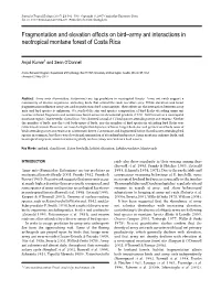 Kumar, A. & S. O'donnell. 2007. Fragmentation and Elevation Effects