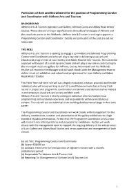 Particulars of Role and Recruitment for the Position of Programming Curator and Coordinator with Athlone Arts and Tourism