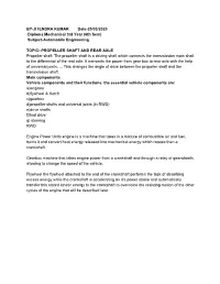 Subject-Automobile Engineering TOPIC