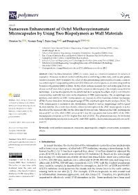 Sunscreen Enhancement of Octyl Methoxycinnamate Microcapsules by Using Two Biopolymers As Wall Materials