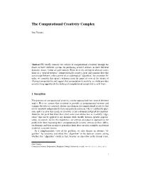 The Computational Creativity Complex