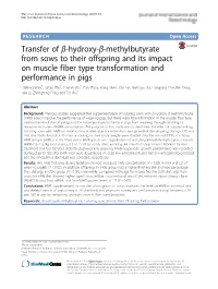 Transfer of Β-Hydroxy-Β-Methylbutyrate from Sows to Their