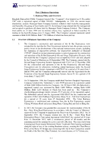 1-1 Bangkok Expressway Public Company Limited Form 56-1 Part 1 Business Operations 1. Business Policy and Overview Bangkok E