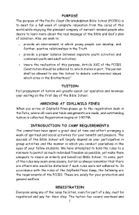 1 Purpose Tuition Arriving at Idyllwild Pines Introduction to Camp Requirements Registration