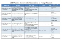 2020 Autumn Conferment of Decorations on Foreign Nationals