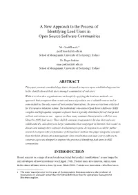 A New Approach to the Process of Identifying Lead Users in Open Source Software Communities
