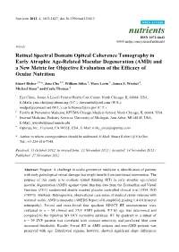 (AMD) and a New Metric for Objective Evaluation of the Efficacy of Ocular Nutrition