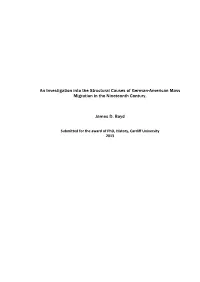 An Investigation Into the Structural Causes of German-American Mass Migration in the Nineteenth Century