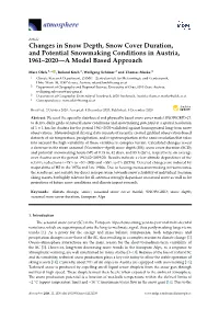 Changes in Snow Depth, Snow Cover Duration, and Potential Snowmaking Conditions in Austria, 1961–2020—A Model Based Approach