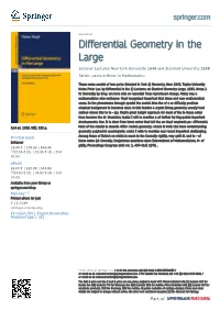 Differential Geometry in the Large Seminar Lectures New York University 1946 and Stanford University 1956 Series: Lecture Notes in Mathematics