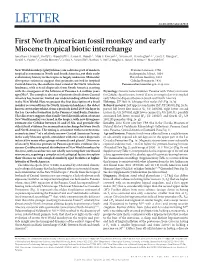 First North American Fossil Monkey and Early Miocene Tropical Biotic Interchange Jonathan I