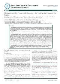 Metastatic and Synchronous Melanoma in the Testicle And