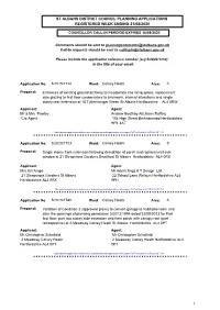 St Albans District Council Planning Applications Registered Week Ending 21/08/2020