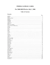 2008-2009 Federal School Code List in PDF Format, 978KB, 152 Pages