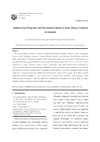 Antibacterial Properties and Flavonoids Content of Some Mosses Common in Armenia