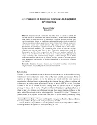 Determinants of Religious Tourism: an Empirical Investigation