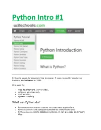 Python Intro #1