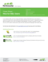 SQL to Hive Cheat Sheet