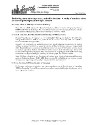 Technology Education in Primary School in Sweden: a Study of Teachers Views on Teaching Strategies and Subject Content