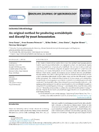 An Original Method for Producing Acetaldehyde and Diacetyl by Yeast