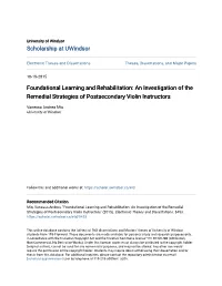 Foundational Learning and Rehabilitation: an Investigation of the Remedial Strategies of Postsecondary Violin Instructors