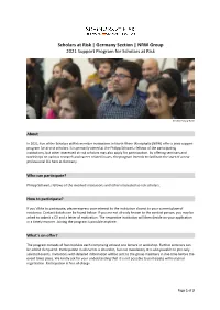 Germany Section | NRW Group 2021 Support Program for Scholars at Risk