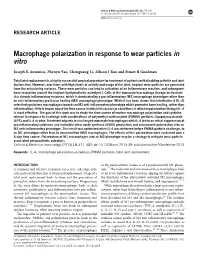Macrophage Polarization in Response to Wear Particles in Vitro