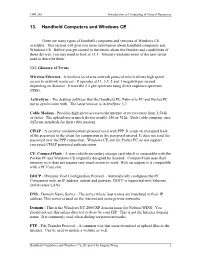 13. Handheld Computers and Windows CE