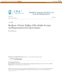 Jacobsen V. Katzer: Failure of the Artistic License and Repercussions for Open Source Erich M