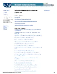 Manuscript Repositories Newsletter Print This Page