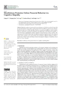 Mindfulness Promotes Online Prosocial Behavior Via Cognitive Empathy