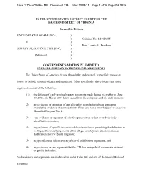 Motion in Limine to Exclude Certain Evidence and Arguments