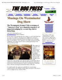 MUSINGS on WESTMINSTER DOG SHOW | Thedogpress.Com