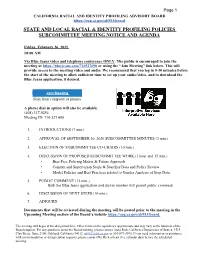 State and Local Racial & Identity Profiling Policies Subcommittee