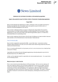 Submission to Joint Select Committee on Broadcasting Legislation