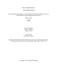 The Catherine Byron Letters Andrew Hunter Wimbish Thesis Submitted To
