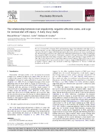 The Relationship Between Trait Impulsivity, Negative Affective States, and Urge for Nonsuicidal Self-Injury: a Daily Diary Study