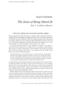 The Sense of Being Stared at Part 1: Is It Real Or Illusory?