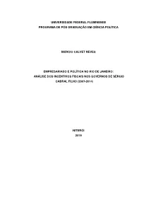 Análise Dos Incentivos Fiscais Nos Governos De Sérgio Cabral Filho (2007-2014)