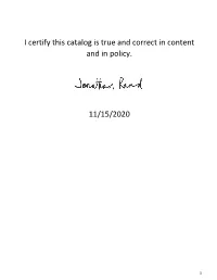 I Certify This Catalog Is True and Correct in Content and in Policy. 11/15/2020