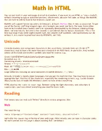 Math in HTML