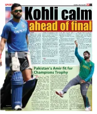 Pakistan's Amir Fit for Champions Trophy