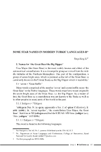 Some Star Names in Modern Turkic Languages-Ii*