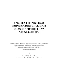 Vascular Epiphytes As Bioindicators of Climate Change and Their Own Vulnerability
