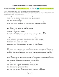 DIAMONDS and RUST ---Words and Music by Joan Baez