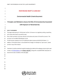 PEER REVIEW DRAFT 12 JUNE 2017 Environmental Health Criteria Document Principles and Methods to Assess the Risk of Immunotoxicit