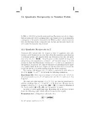 12. Quadratic Reciprocity in Number Fields
